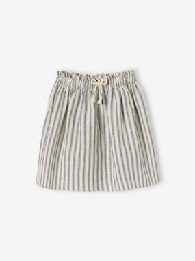 Girls-Skirts-Striped Cotton/Linen Skirt for Girls