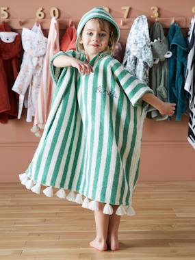 Linge de lit & Déco-Linge de bain-Poncho de bain enfant à rayures personnalisable