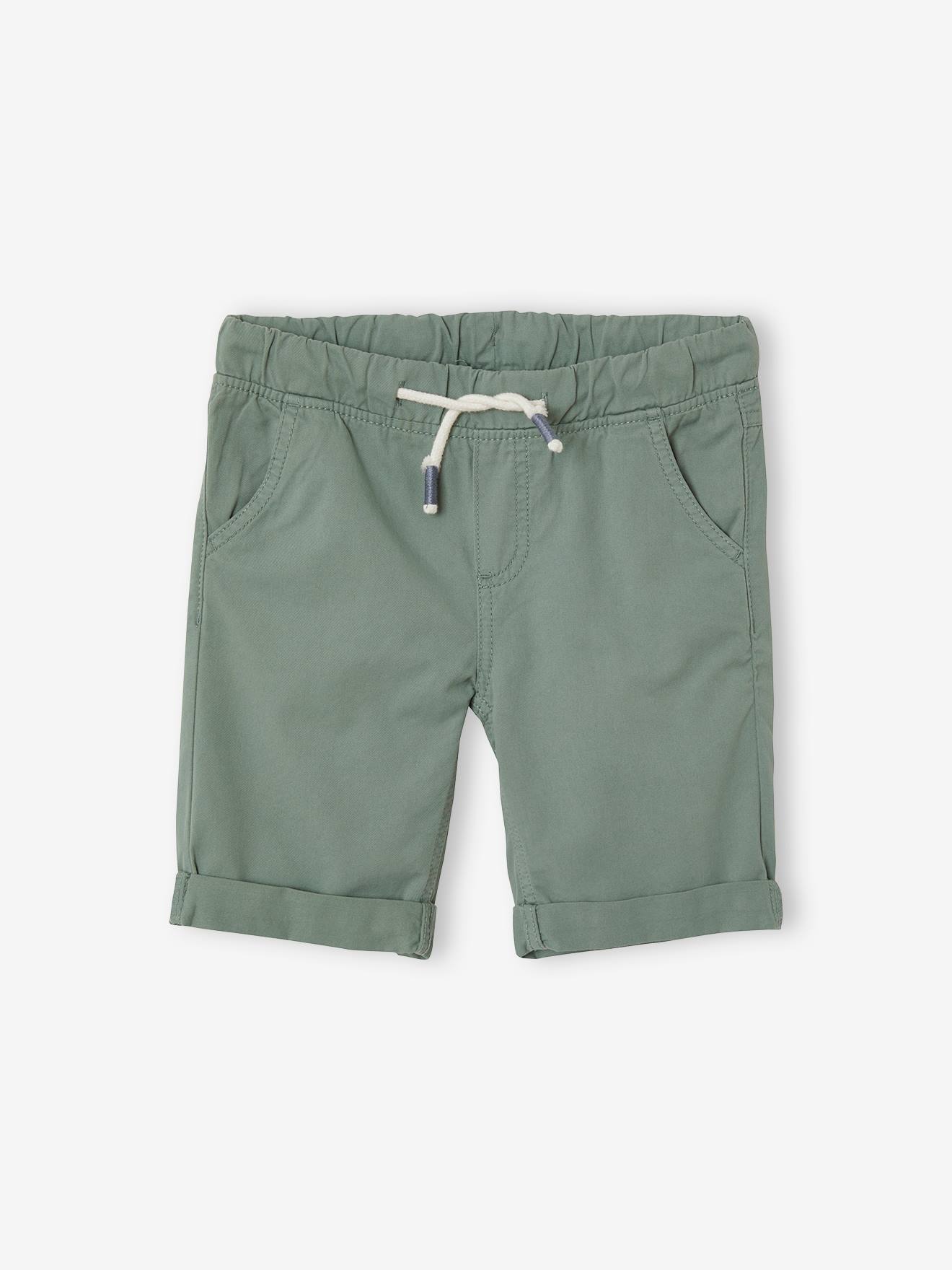Coloured Bermuda Shorts for Boys - green medium solid desig, Boys
