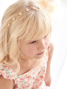 -Alice Band in Metal with Daisy Motifs for Girls