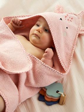 Baby-Baby Hooded Bath Cape With Embroidered Animals