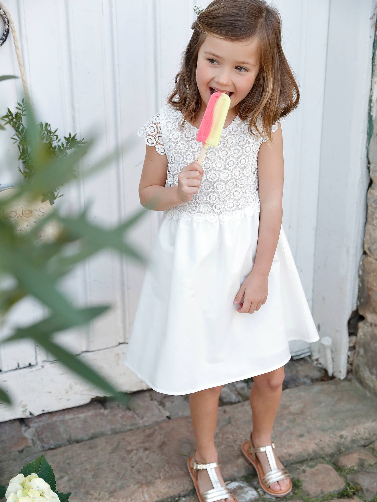 Robe De Soirée Fille Pour Baptême Ou Fleuriste - Ivoire, Taille 10 Ans, Satin Et Dentelle, Neuve Avec étiquettes