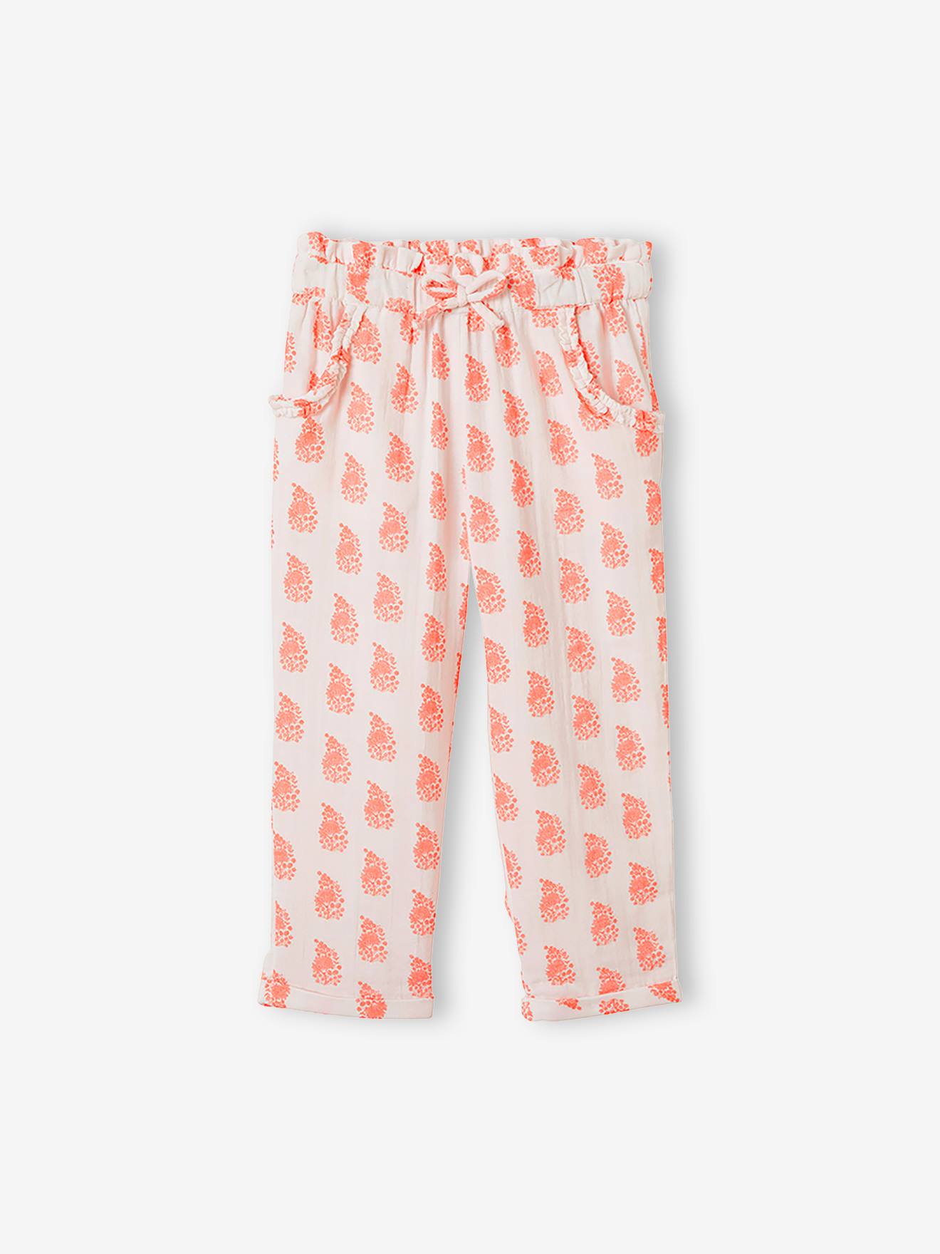 Cropped Cotton Gauze Trousers with 
