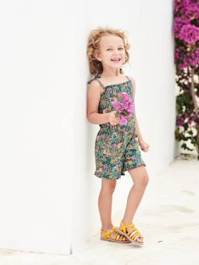 Girls-Strappy Jumpsuit with Exotic Motif, for Girls