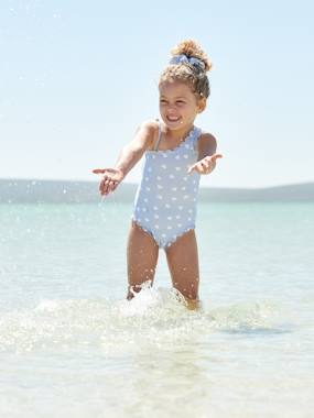 -Swimsuit with Hearts + Hairband, for Girls