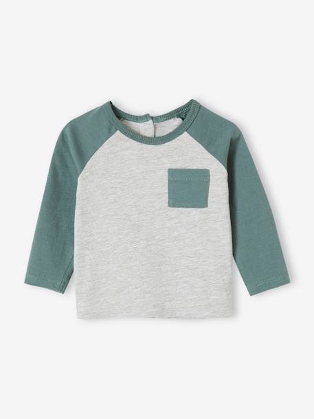 T-shirt colorblock bébé manches raglan beige+gris clair chiné - vertbaudet enfant 