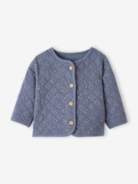 -Quilted Cardigan with Star Print for Babies