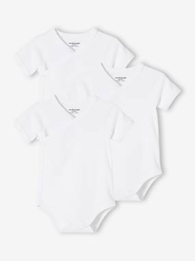 Baby-Pack of 3 Short Sleeve Bodysuits,Full-Length Opening, Organic Collection, for Newborn Babies