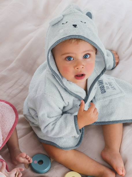 Bear Bathrobe for Babies - light blue, Bedding & Decor
