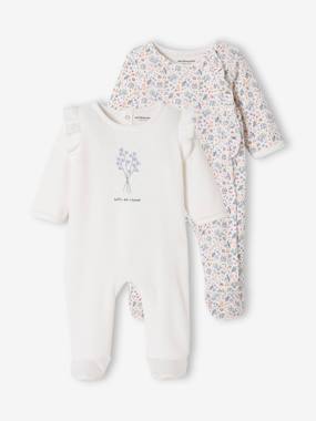 Baby-Pack of 2 Velour Sleepsuits for Baby Girls