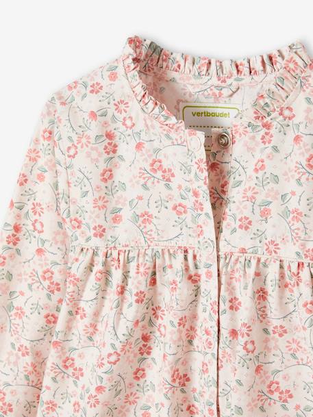 Smock with Flowers & Frilly Collar for Girls PINK LIGHT ALL OVER PRINTED - vertbaudet enfant 