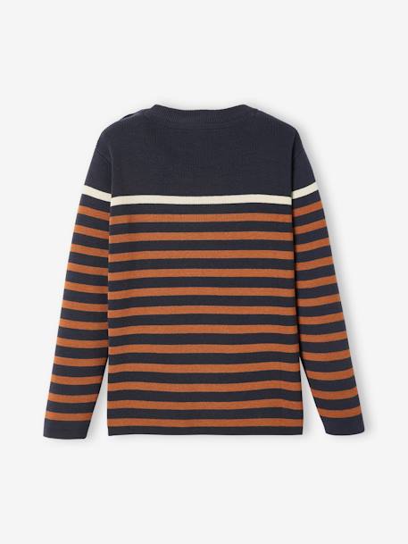 Sailor-Style Striped Jumper for Boys BROWN MEDIUM STRIPED+ecru+green+GREEN MEDIUM SOLID WITH DESIG - vertbaudet enfant 