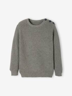 Boys-Fancy Knit Jumper with Buttoned Shoulder for Boys