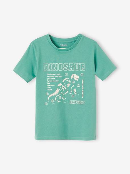 T-Shirt with Message for Boys BLUE LIGHT SOLID WITH DESIGN+BLUE MEDIUM SOLID WITH DESIGN+GREEN MEDIUM SOLID WITH DESIG+ORANGE MEDIUM SOLID WITH DESIG+WHITE LIGHT SOLID WITH DESIGN - vertbaudet enfant 