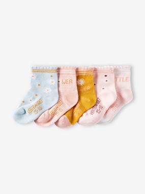 Bébé-Chaussettes, Collants-Lot de 5 paires de chaussettes à fleurs bébé fille