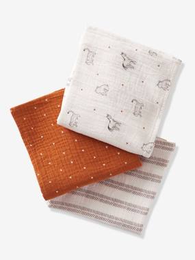 Nursery-Changing Mats-Pack of 3 Organic* Cotton Gauze Squares, Little Nomad, Oeko-Tex®