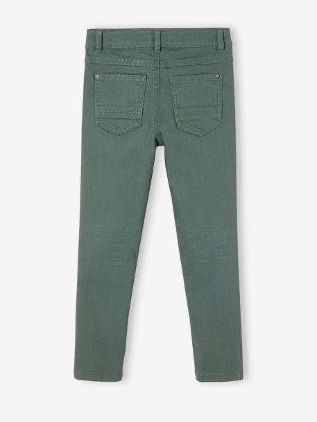 MorphologiK Slim Leg Waterless Jeans, NARROW Hip, for Boys BEIGE DARK SOLID WITH DESIGN+BEIGE MEDIUM SOLID WITH DECOR+BLUE MEDIUM SOLID WITH DESIGN+BROWN MEDIUM SOLID WITH DESIGN+GREEN DARK SOLID WITH DESIGN+GREEN LIGHT SOLID WITH DESIGN+ORANGE MEDIUM SOLID WITH DESIG - vertbaudet enfant 