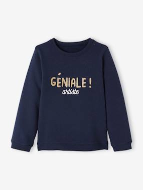 Girls-Cardigans, Jumpers & Sweatshirts-Sweatshirt with Message & Iridescent Details for Girls