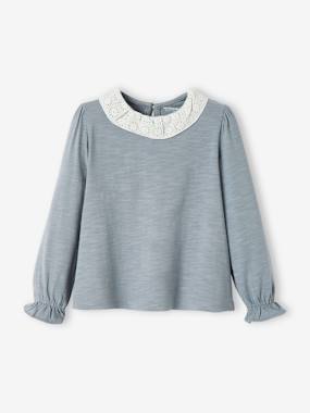 Girls-Top with Collar in Broderie Anglaise for Girls