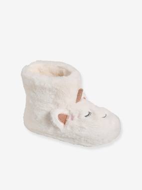 Shoes-High-Top Unicorn Plush Slippers for Girls
