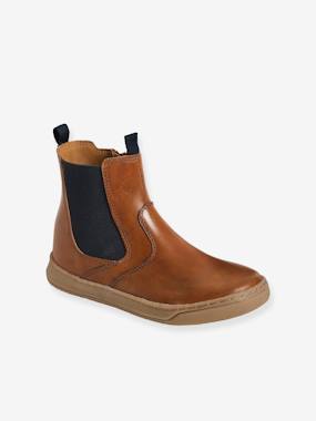 Shoes-Boys Footwear-Shoes-Leather Boots with Zip & Elastic, for Boys