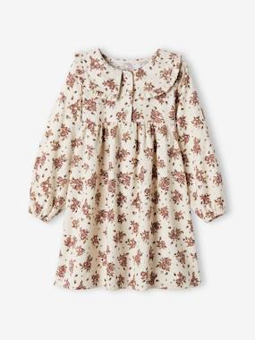 -Corduroy Dress with Floral Print for Girls