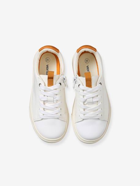 Trainers with Laces & Zips for Boys WHITE LIGHT SOLID WITH DESIGN - vertbaudet enfant 