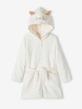Girls-Cat Dressing Gown in Plush Fabric for Girls