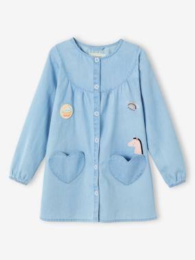 Girls-Chambray Smock with Glittery Details, for Girls