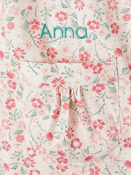 Smock with Flowers & Frilly Collar for Girls PINK LIGHT ALL OVER PRINTED - vertbaudet enfant 