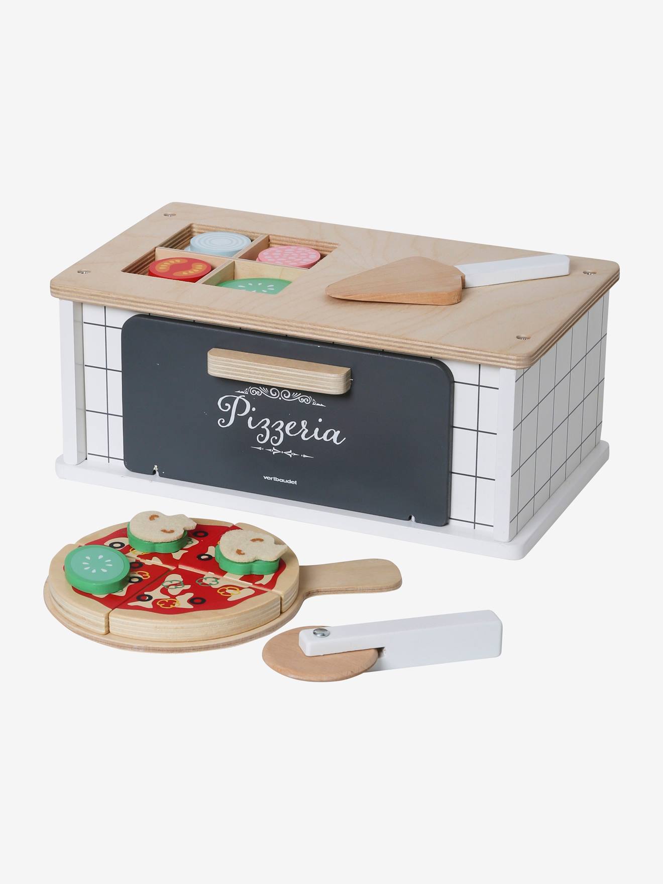 Pizza Oven in FSC® Wood - beige medium solid with decor, Toys
