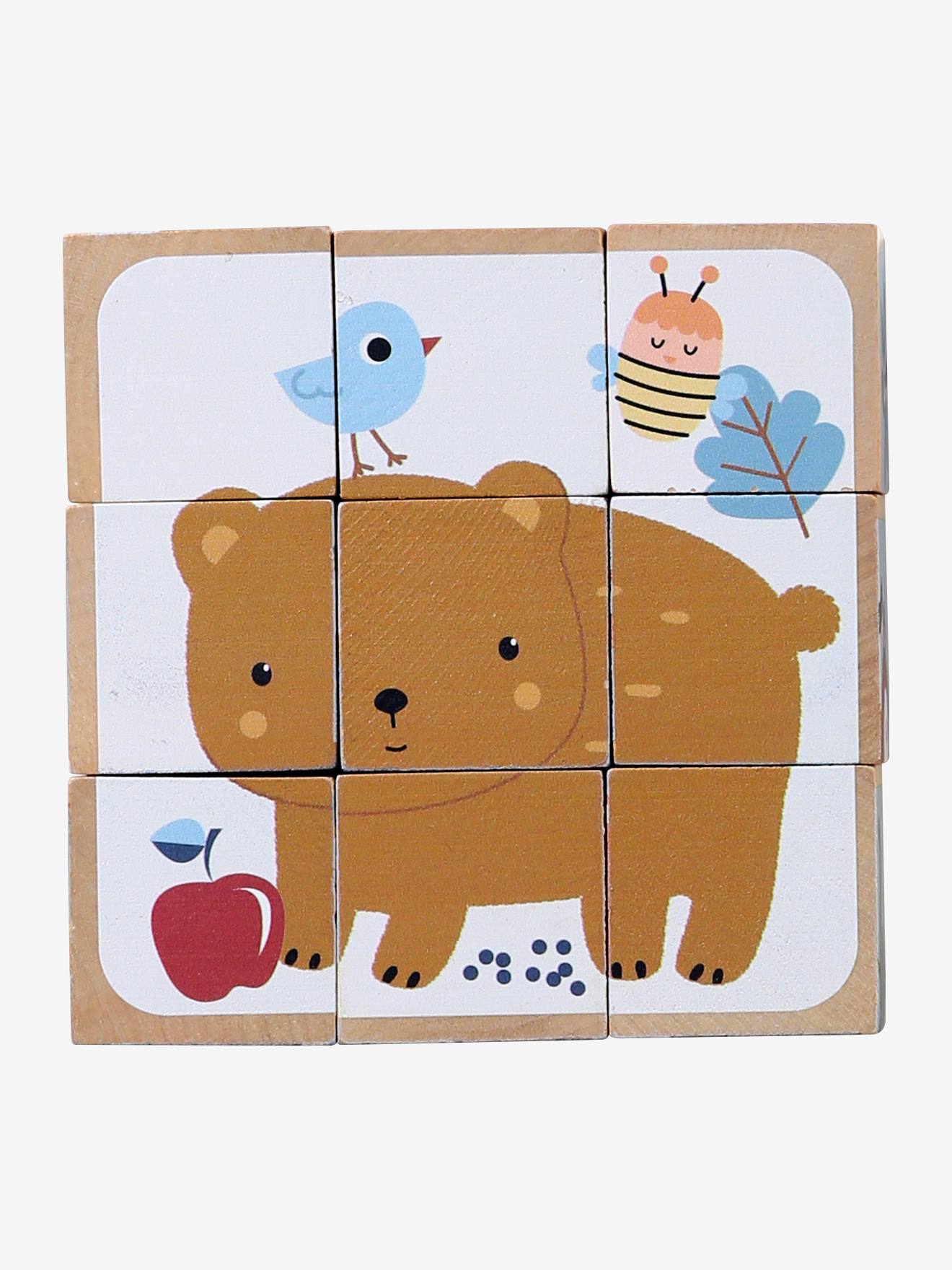 Cubes En Bois Puzzle Animaux Exotiques - 9 Cubes (3x3) Pour Enfants à Partir De 24 Mois - Neuf