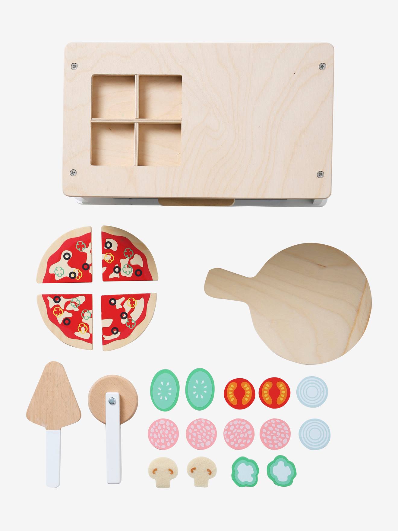 Pizza Oven in FSC® Wood - beige medium solid with decor, Toys