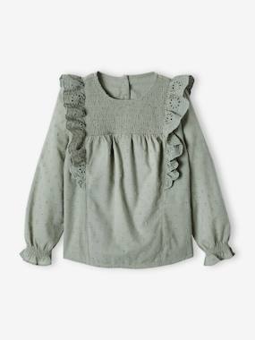 Girls-Blouse with Broderie Anglaise Ruffles for Girls