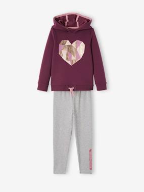 -Sports Combo: Sweatshirt with Heart & Leggings, for Girls