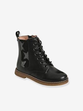 Shoes-Girls Footwear-Ankle Boots-Leather High-Top Ankle Boots with Laces & Zips for Girls