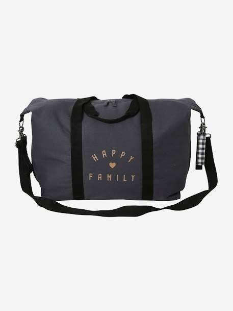 Weekend Changing Bag with Print: La Vie est Pleine de Surprises BLACK MEDIUM SOLID WITH DESIGN+Dark Blue+GREEN MEDIUM SOLID WITH DESIG+grey green+printed green - vertbaudet enfant 