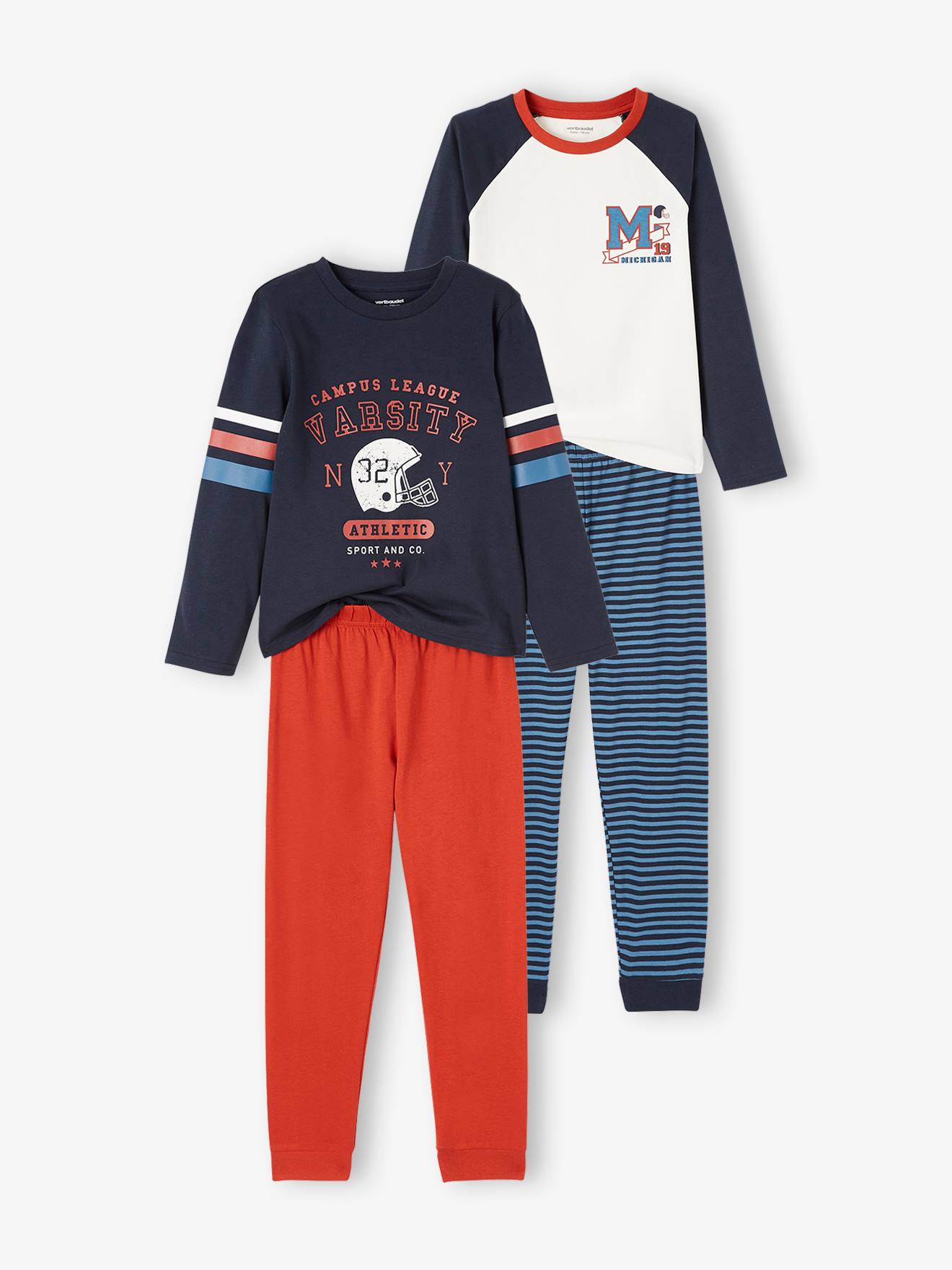 reguleren Gepensioneerd Vernietigen Pack of 2 "American Football" Pyjamas for Boys - blue dark solid with  design, Boys