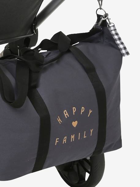 Weekend Changing Bag with Print: La Vie est Pleine de Surprises BLACK MEDIUM SOLID WITH DESIGN+Dark Blue+GREEN MEDIUM SOLID WITH DESIG+grey green+printed green - vertbaudet enfant 