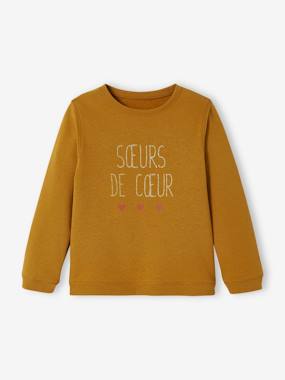-Sweatshirt with Message & Iridescent Details for Girls