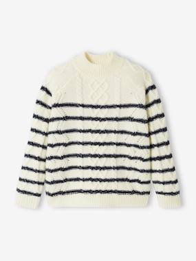 -Sailor-Type Cable Knit Jumper for Girls