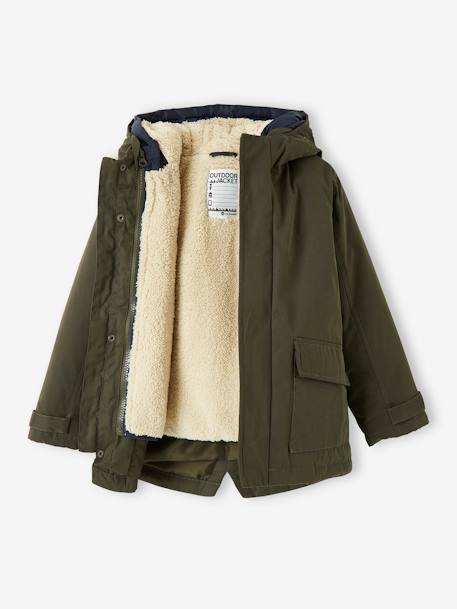 Parka 3 en 1 garçon avec blouson amovible bleu grisé+kaki+Marine grisé+noix de pécan - vertbaudet enfant 