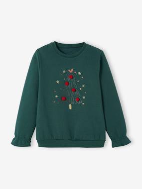 Girls-Cardigans, Jumpers & Sweatshirts-Sweatshirts & Hoodies-Christmas Tree Sweatshirt for Girls