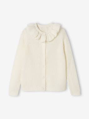 -Cardigan in Soft Knit with Collar, for Girls