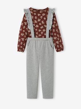 -Top + Trousers with Braces Ensemble for Girls