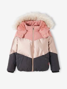 -Colourblock Jacket with Hood, Fleece Lining, for Girls