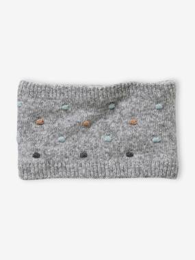 Girls-Accessories-Winter Hats, Scarves, Gloves & Mittens-Knitted Snood with Dots in Relief for Girls