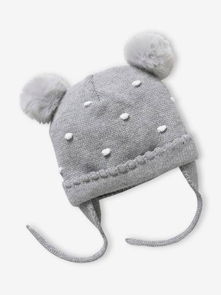Dotted Beanie + Snood + Mittens Set for Baby Girls GREY DARK MIXED COLOR - vertbaudet enfant 