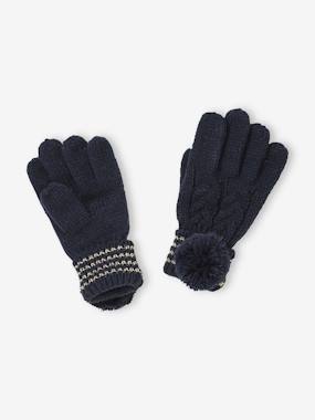 Girls-Accessories-Winter Hats, Scarves, Gloves & Mittens-Cable-Knit Gloves for Girls