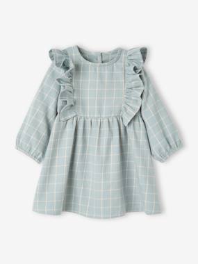 Chequered Dress with Ruffles for Babies  - vertbaudet enfant